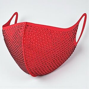 Red Rhinestone Bling Face Mask Sparkly Reusable Statement Mask NWT